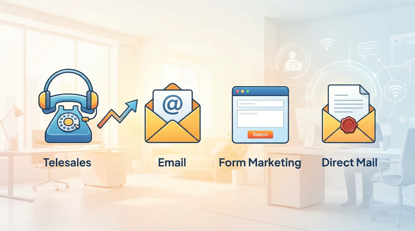 手法比較：テレアポ、メール、フォーム営業、手紙営業の優位性と劣後性